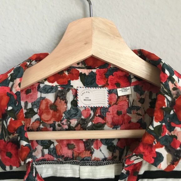 Anthro POSTMARK striped and floral print popover - Picture 5 of 8